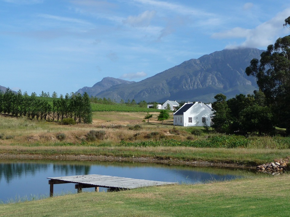 View of a small lake surrounded by rolling hills in Cape Town South Africa