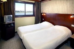 Hotel cruise cabin with two beds