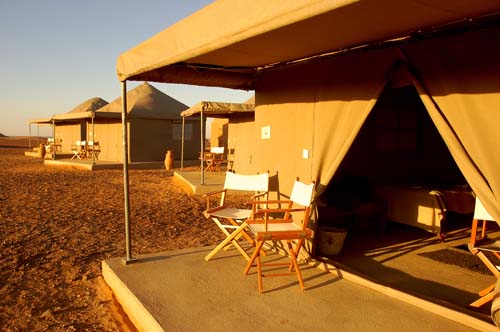 outdoor area of Meroe Tented Camp