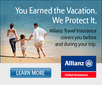 allianz travel insurance logo with a family running on a beach