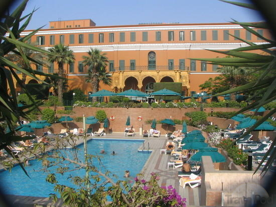 Outdoor pool area of Cairo Marriott