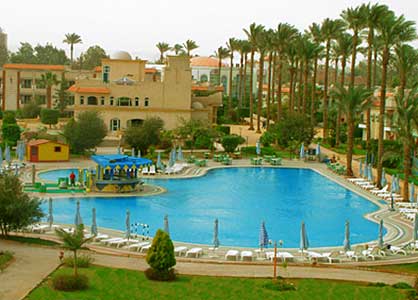 Outdoor pool area of Cataract Pyramids