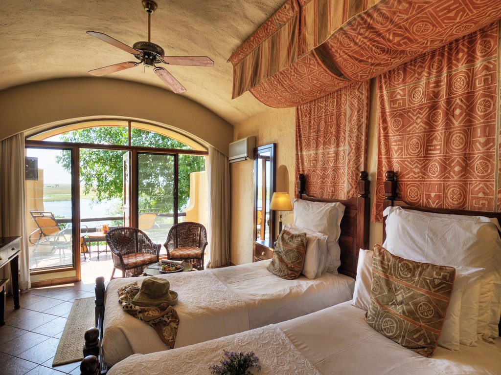 Hotel room with two beds