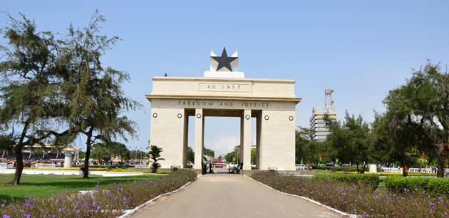 View of the Independence Black Square Arch in Accra - Ghana Historical Tour