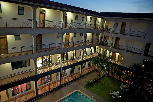 Outdoor pool area of Ivys Hotel Kampala