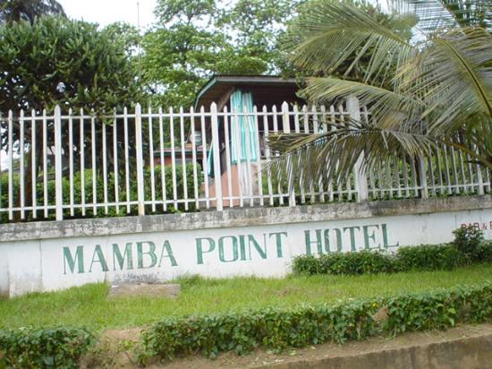 View of Mamba Point Kampala hotel sign