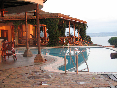 Outdoor pool area of Mweya Lodge