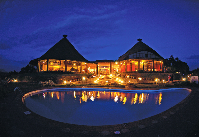 Outdoor pool area of Ngorongo Sopa Lodge