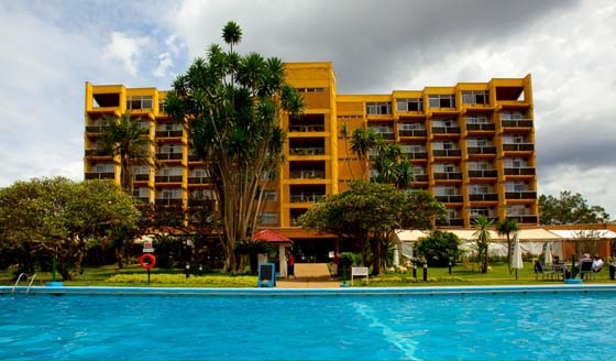 Outdoor pool area of Novotel Kigali Umubano