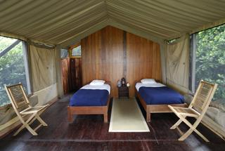 Tented room with two beds