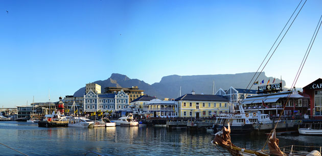 View of boats docked in Cape town