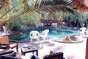 Outdoor pool area of Siwa Safari Paradise Hotel