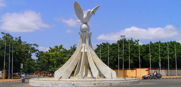 The peace dove statue in Togo