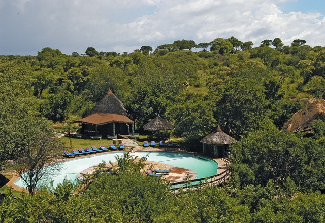 Outdoor pool area of Tarangire Sopa Lodge