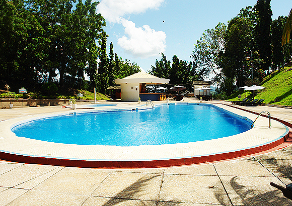 Outdoor pool area of Volta Hotel