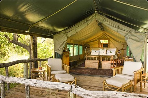 Tented room with one bed